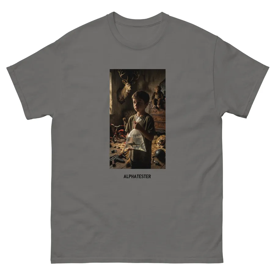 T-Shirt shark boy in Holzkohle
