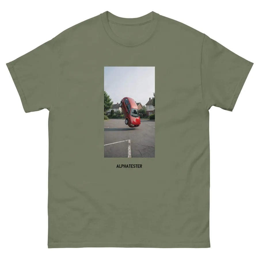 T-shirt bouncing car in Military Green