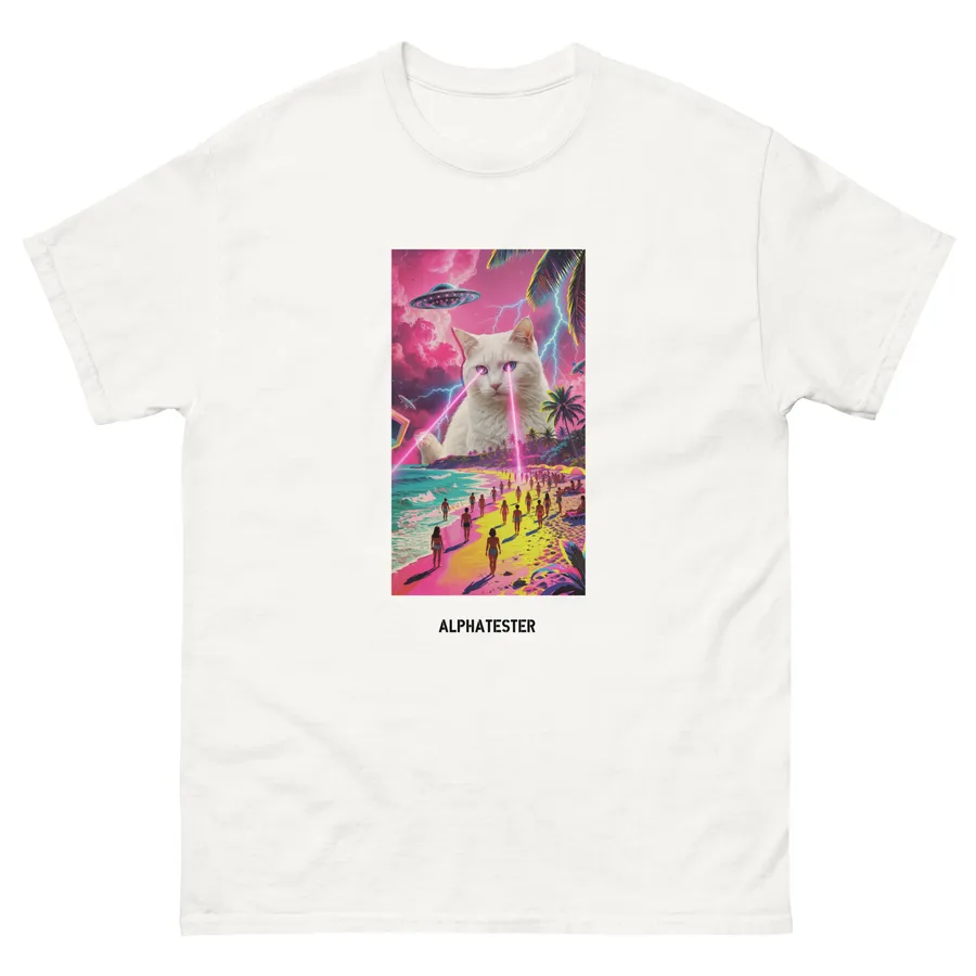 T-shirt cat attack in White