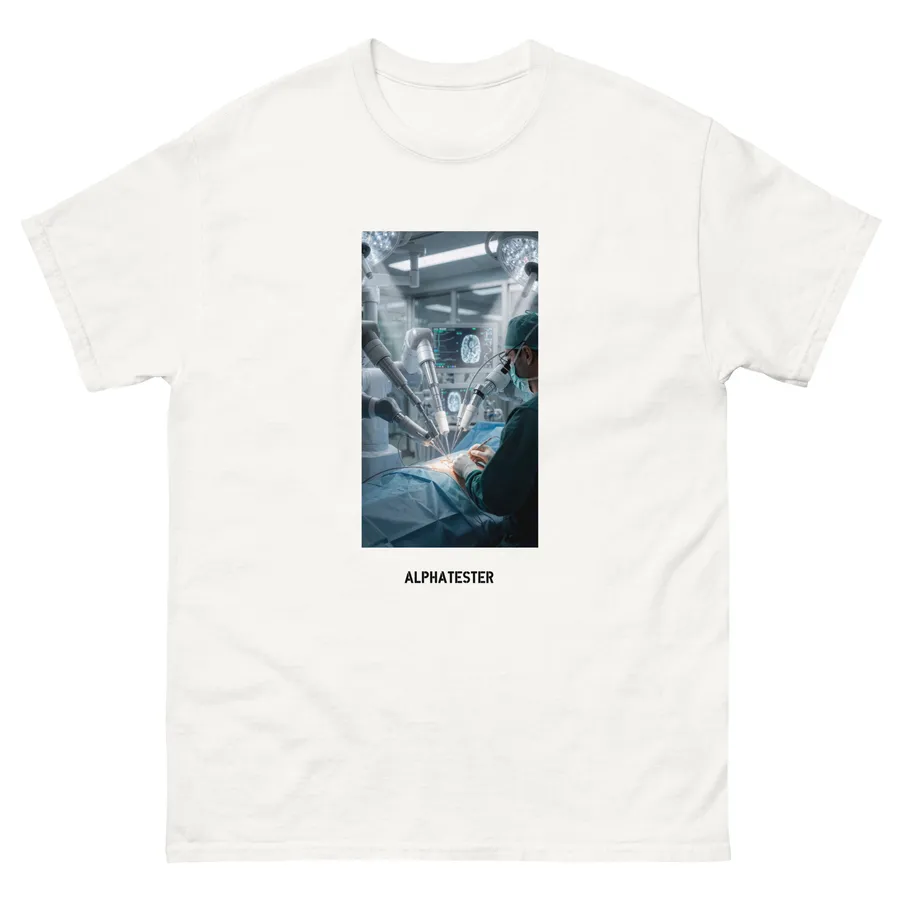 T-shirt operation in White