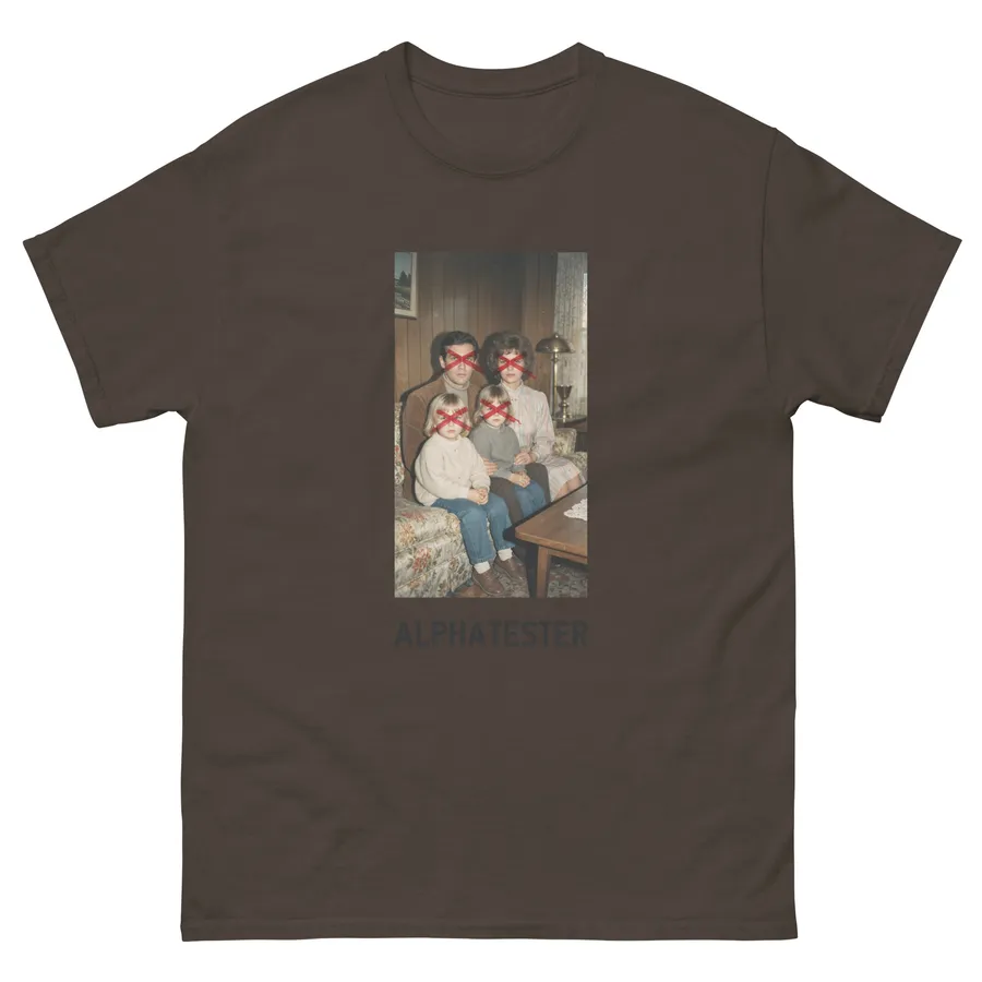 T-shirt crossed out in Dark Chocolate
