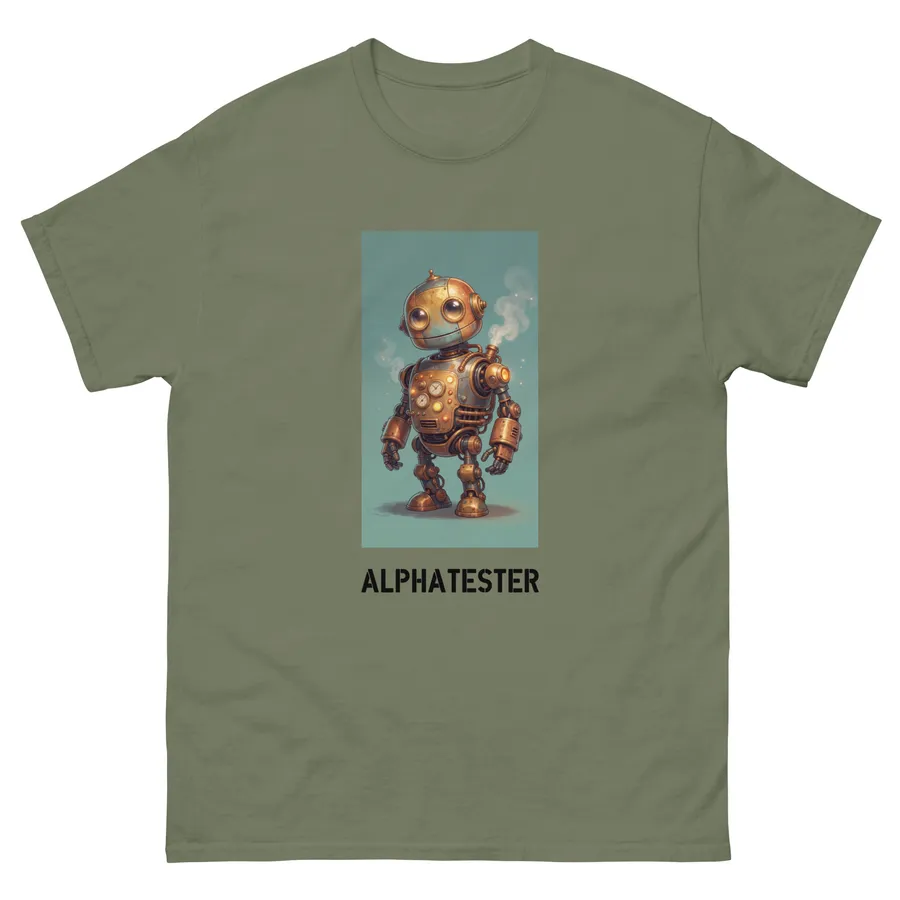 T-Shirt steam robot in Militärgrün