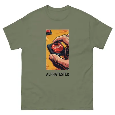 T-shirt red button reset