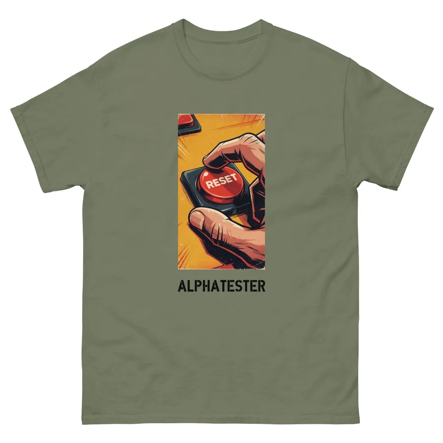 T-Shirt red button reset in Militärgrün