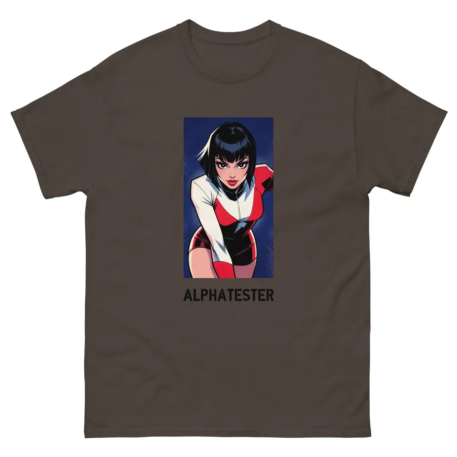 T-Shirt comic character in Dunkle Schokolade