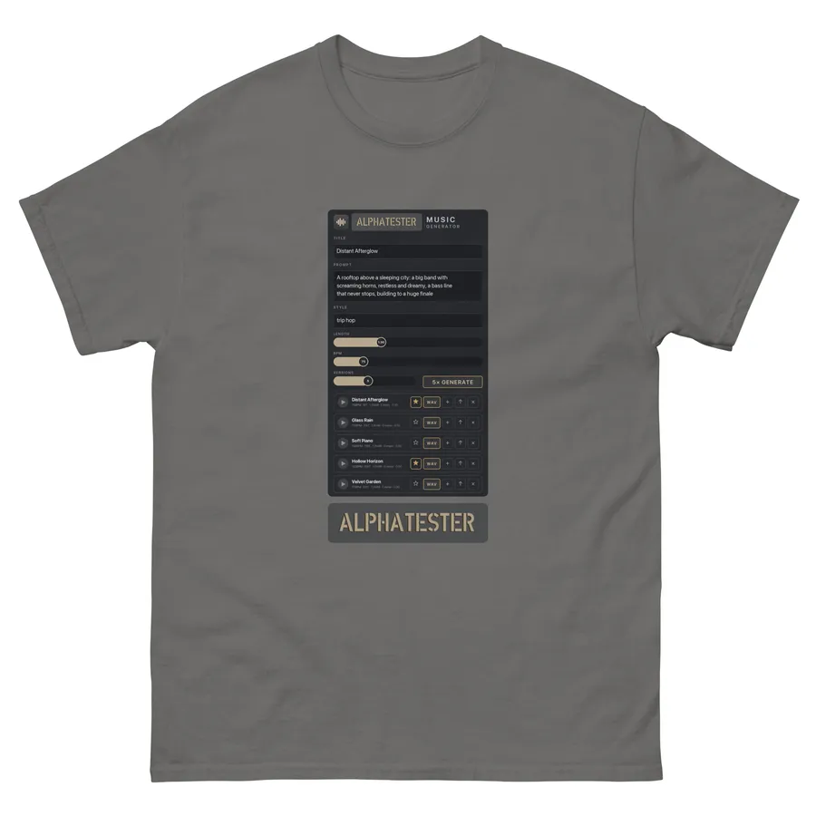 T-Shirt music generator app in Holzkohle