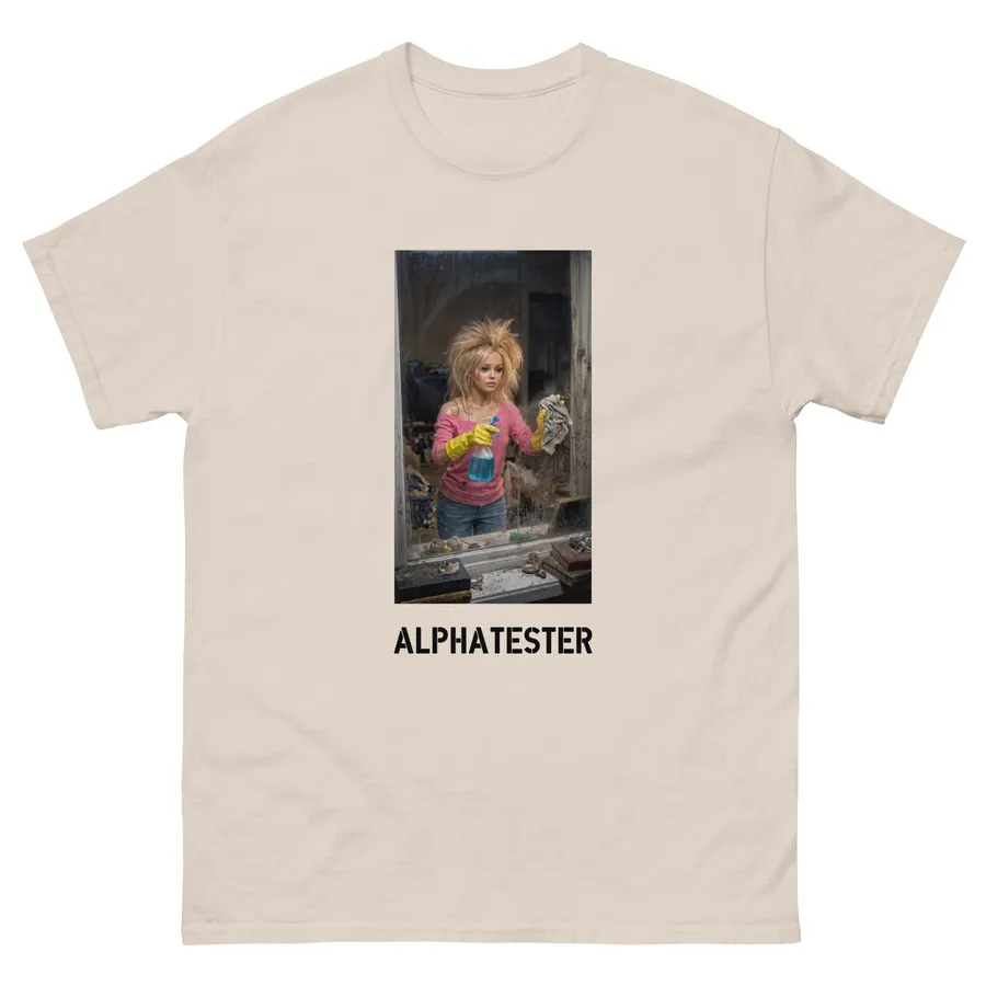 T-Shirt window cleaner doll in Natur